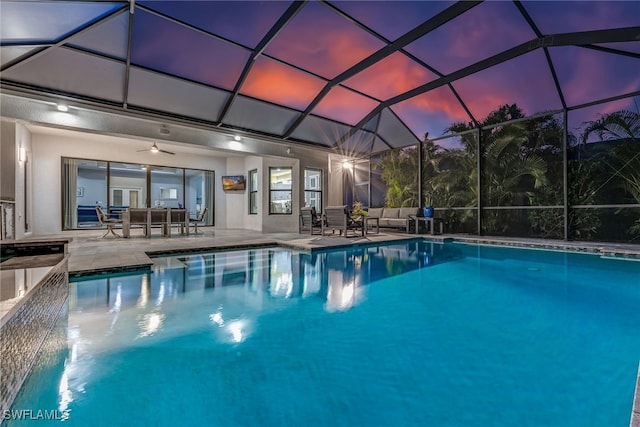 4641 Azalea Dr, Naples, FL 34119 - outdoor pool with an outdoor living space, a patio, and a lanai
