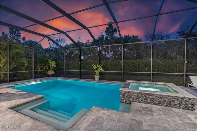 4641 Azalea Dr, Naples, FL 34119 - view of pool with a pool with connected hot tub, a lanai, and a patio