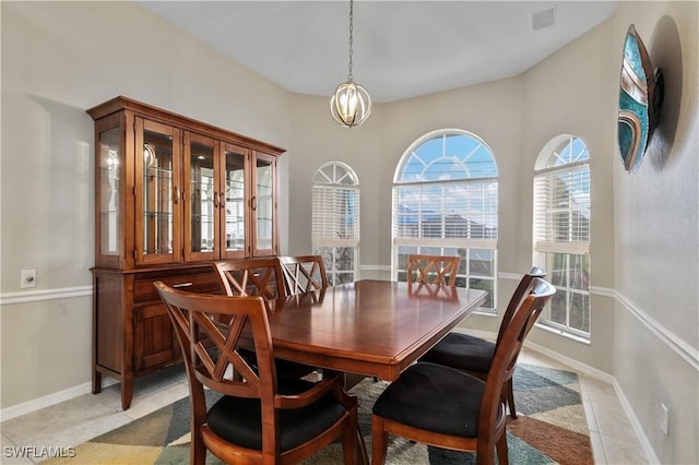 view of tiled dining space