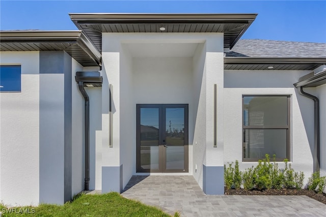 property entrance with french doors