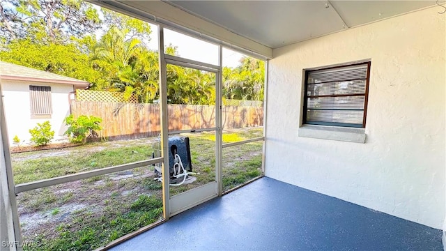 view of unfurnished sunroom