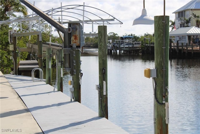 view of dock featuring a water view