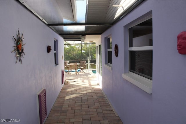 hall with a patio