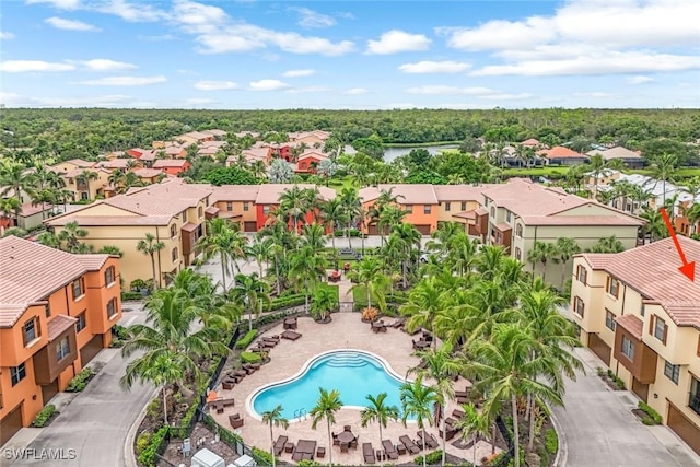 aerial view featuring a residential view