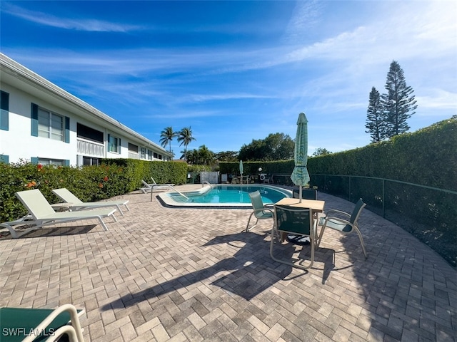 view of pool featuring a patio area