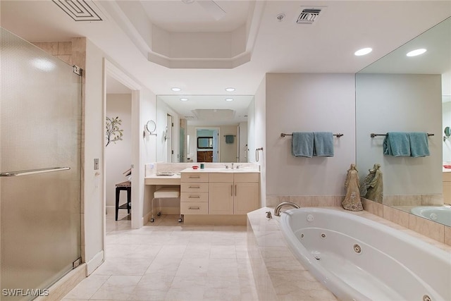 8473 Bay Colony Dr Unit 203, Naples, FL 34108 - bathroom featuring separate shower and tub and vanity