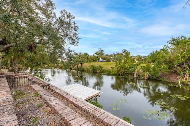 view of dock featuring a water view