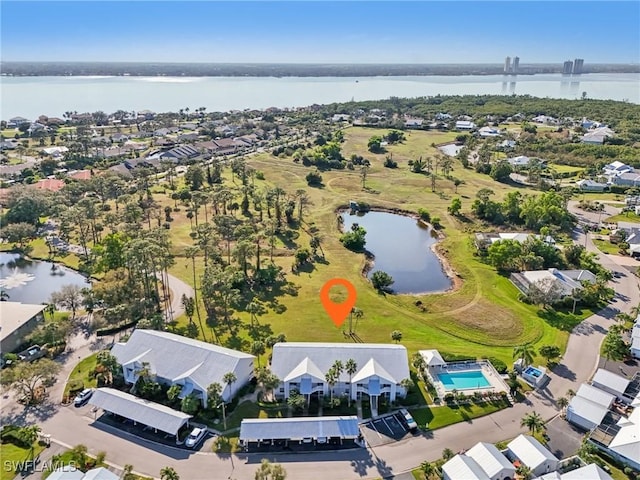 15400 River Vista Dr Unit 301, North Fort Myers, FL 33917 - birds eye view of property with a water view and a residential view