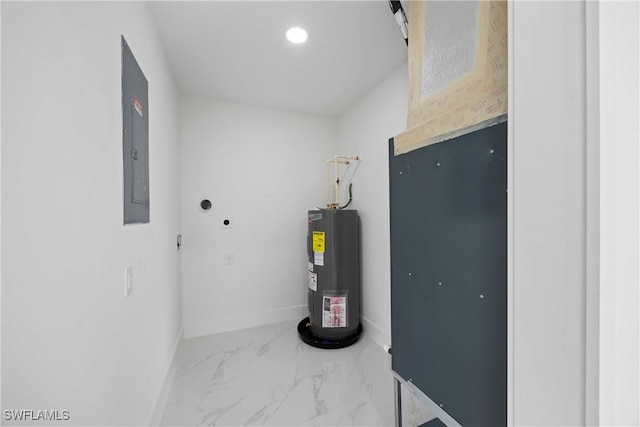 utility room with electric water heater