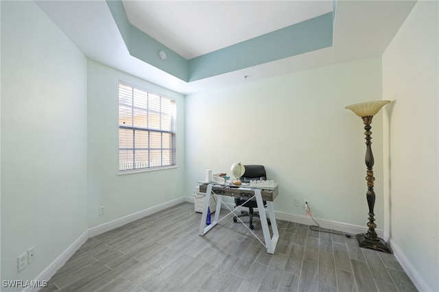 office area featuring light hardwood / wood-style floors