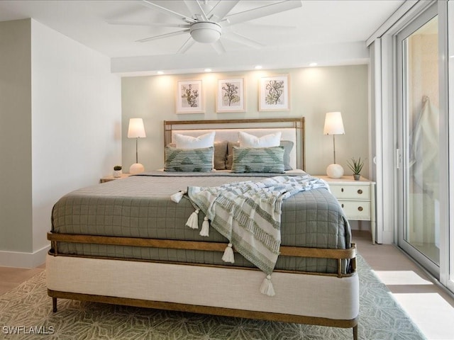 bedroom featuring ceiling fan