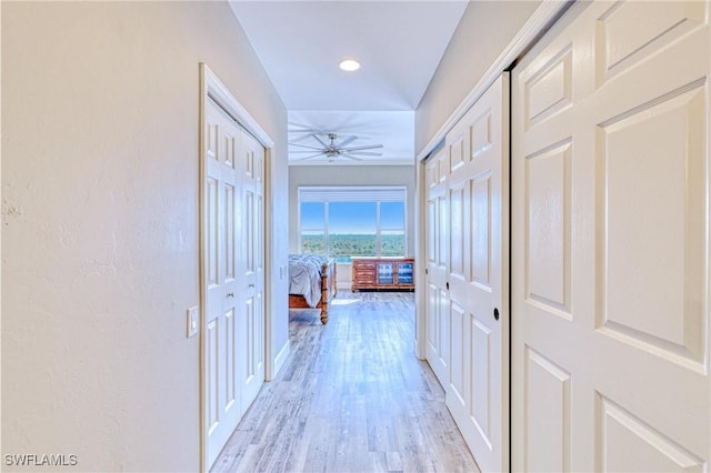 hall featuring light wood-type flooring