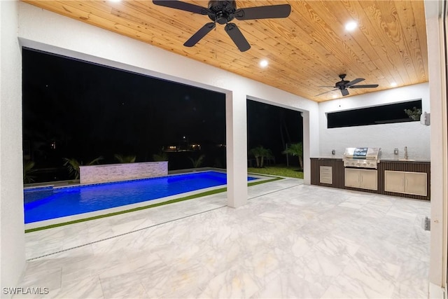 interior space featuring grilling area and sink