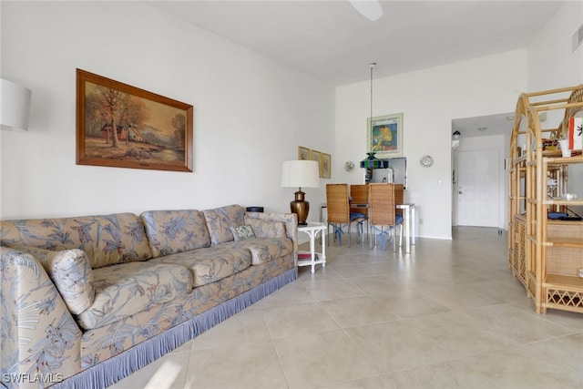 view of tiled living room