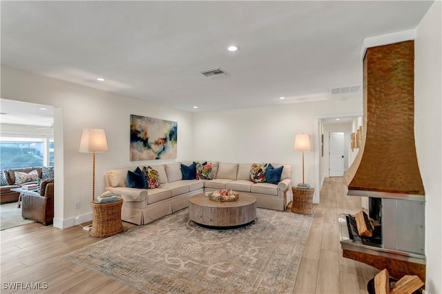 living room featuring light hardwood / wood-style flooring