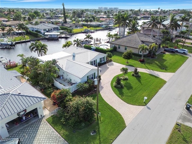 bird's eye view featuring a water view