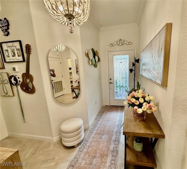 interior space featuring ornamental molding