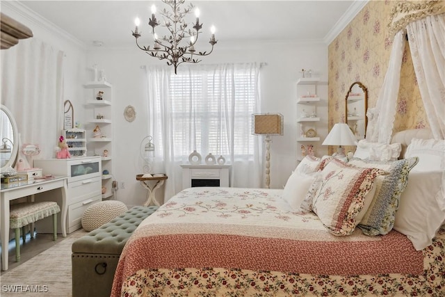 bedroom featuring crown molding