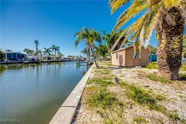 water view with a boat dock