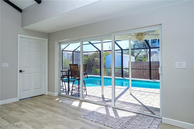 view of pool featuring a fenced in pool