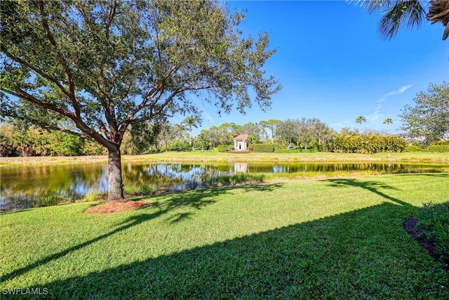 view of yard featuring a water view