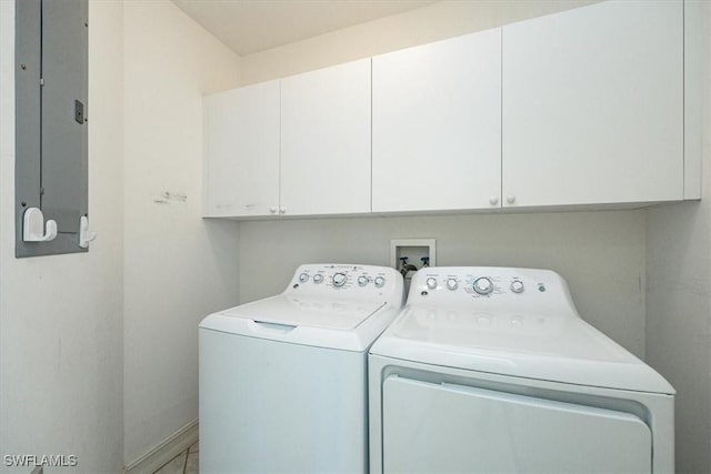 1575 Clermont Dr Unit N-201, Naples, FL 34109 - laundry room featuring washer and dryer, electric panel, and cabinet space
