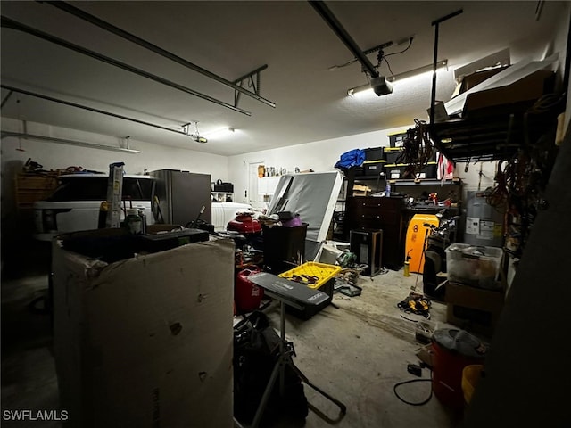 garage with a garage door opener