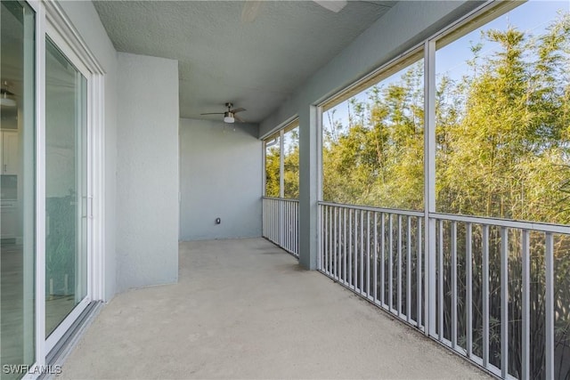 balcony with ceiling fan