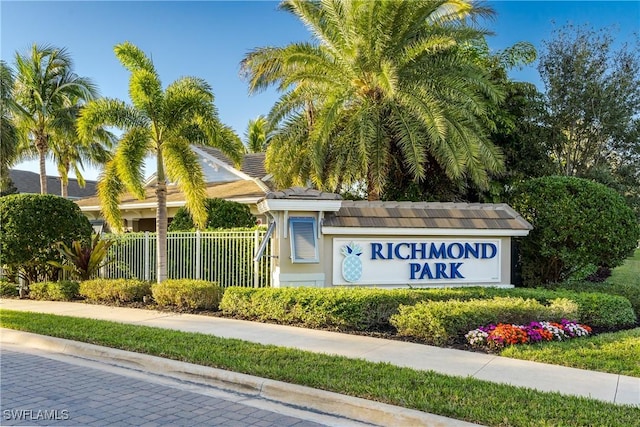 view of community sign