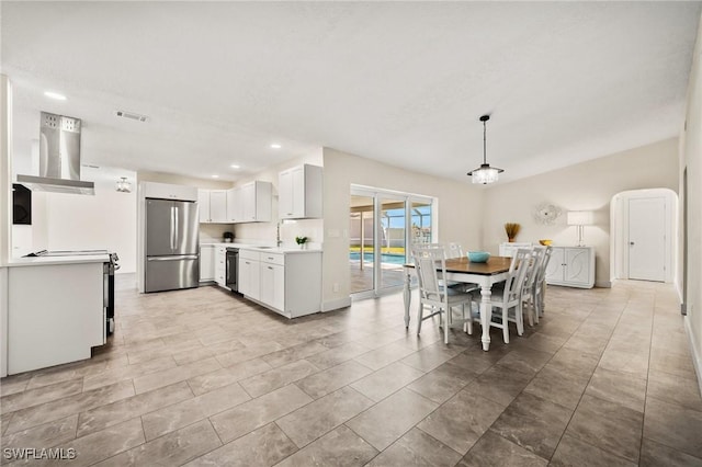 dining area with sink