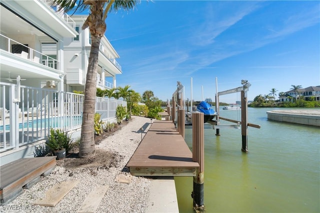 dock area featuring a water view