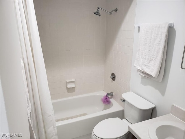 full bathroom with vanity, toilet, and shower / bath combo