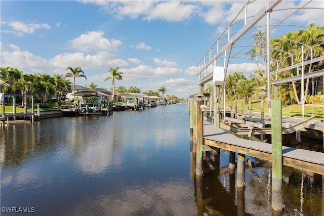 view of dock featuring a water view