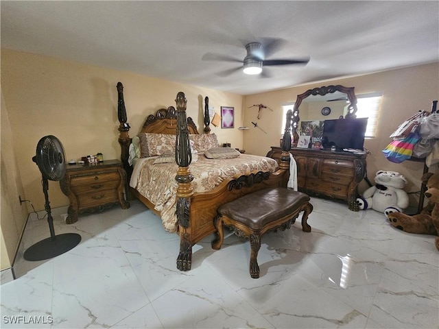 bedroom featuring ceiling fan