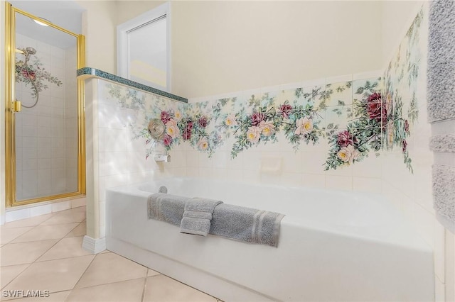 bathroom featuring tile patterned floors and walk in shower