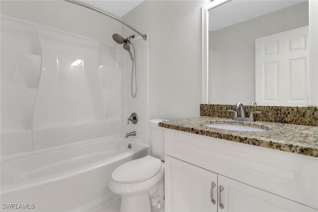 full bathroom with vanity, toilet, and shower / bath combination