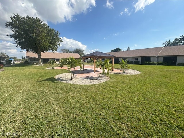 view of yard with a gazebo