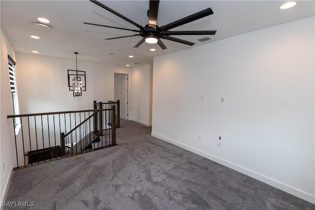 20341 Fair Oak Ln, Estero, FL 33928 - carpeted spare room with recessed lighting, baseboards, a chandelier, and ceiling fan