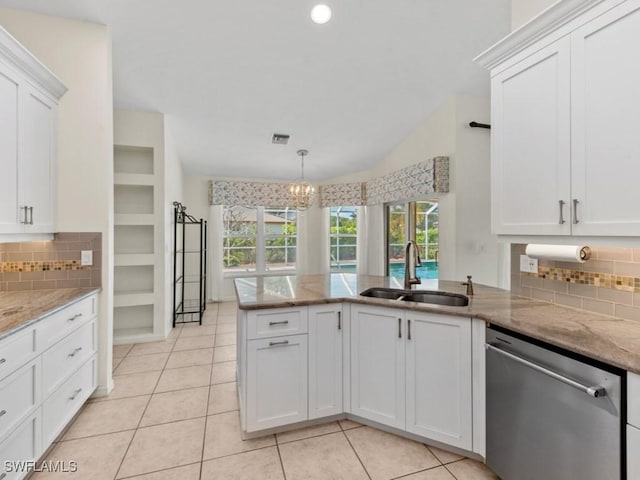 kitchen with white cabinetry, a sink, and stainless steel dishwasher