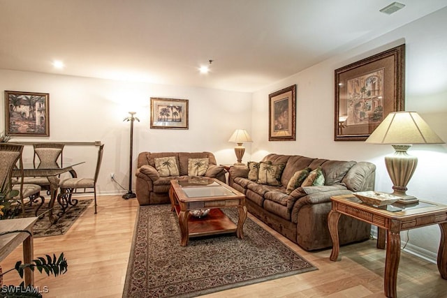 living room featuring light hardwood / wood-style flooring