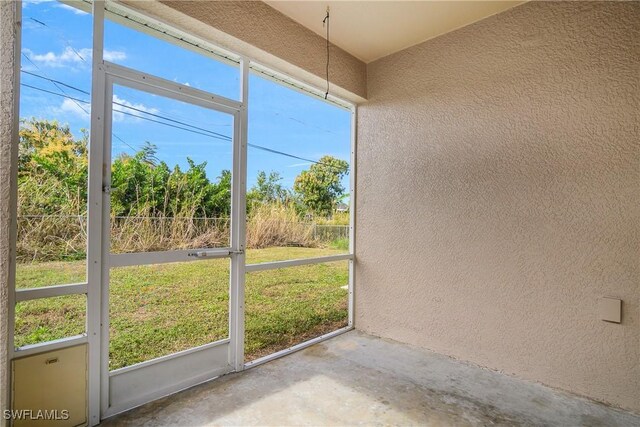 view of unfurnished sunroom