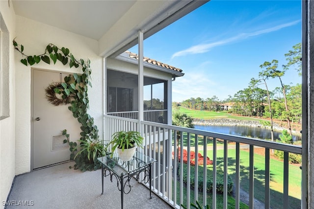 balcony with a water view