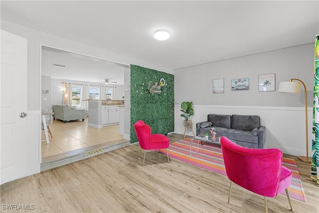 living room featuring light hardwood / wood-style flooring