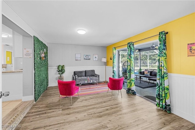 living room with hardwood / wood-style floors