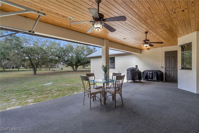 view of patio / terrace with a grill and ceiling fan