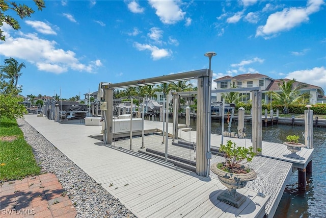 dock area featuring a water view