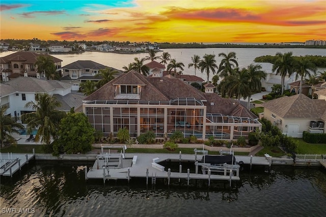 exterior space featuring a water view