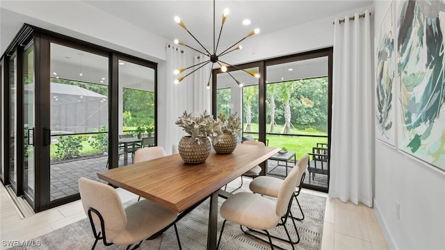 dining room featuring an inviting chandelier