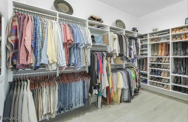 walk in closet featuring wood-type flooring