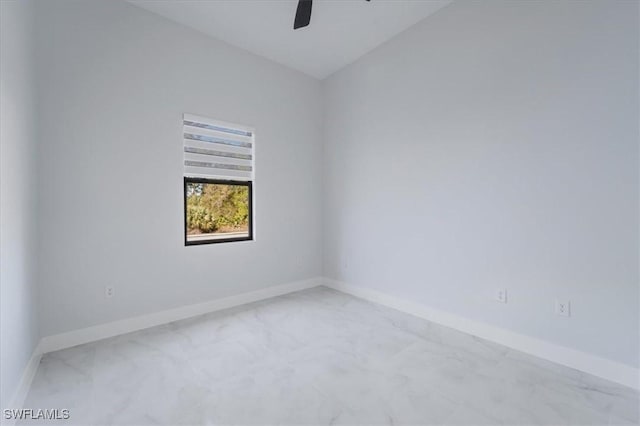 unfurnished room with ceiling fan